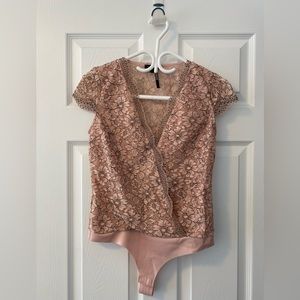 Lace floral patterned bodysuit